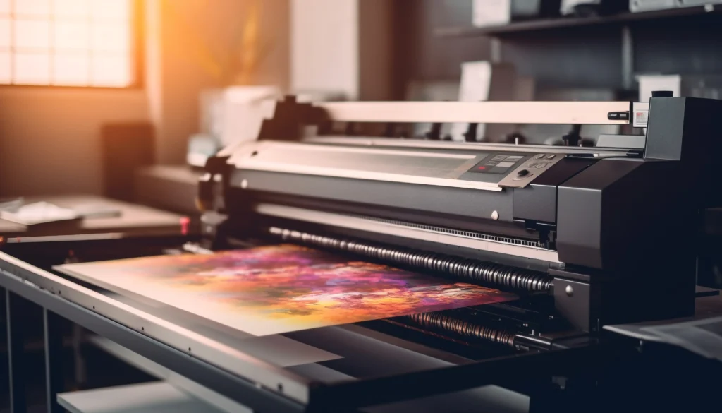 Modern Printing Press Creates Colorful Documents Indoors Generated By Ai 1024x585